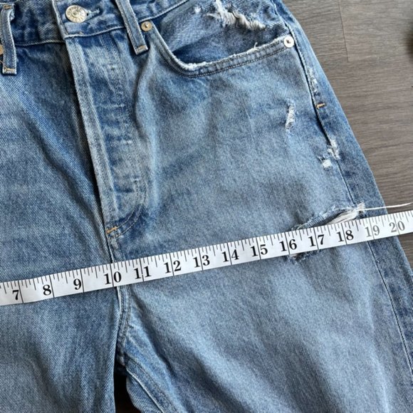 Agolde Light Blue Distressed Straight Leg Jeans - Picture 9 of 14